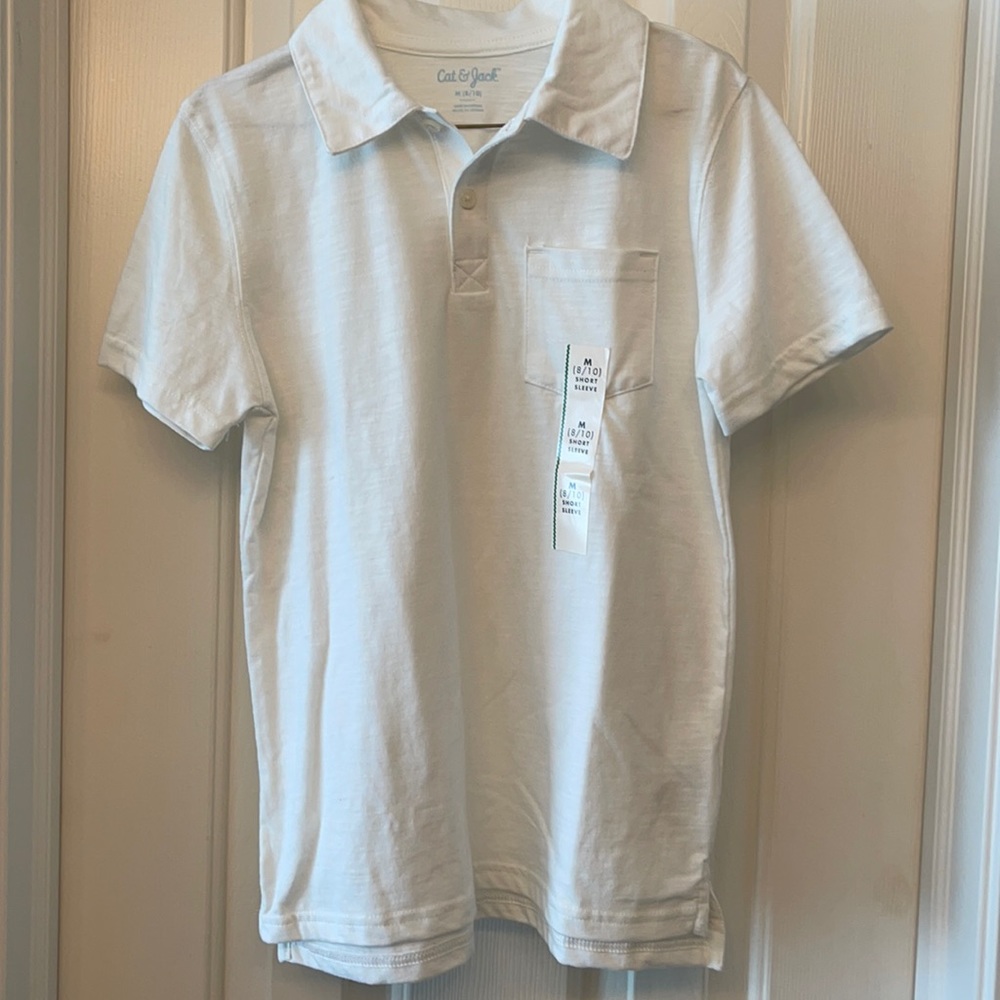 White polo shirt boys size Medium 7/8